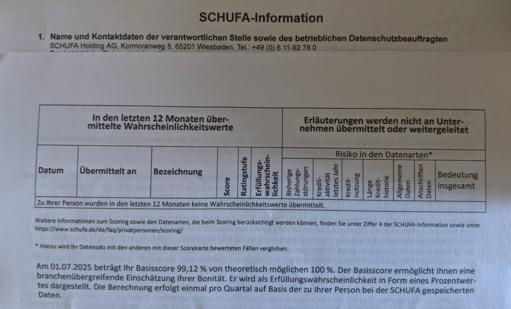 meine SCHUFA-Selbstauskunft
